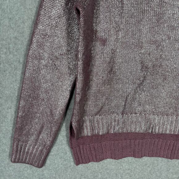 Bisou Sweater Womens Small Pink Silver Metallic Shimmery Painted Futuristic - Picture 4 of 9